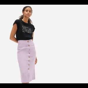 Everlane linen button down skirt/top in lilac.